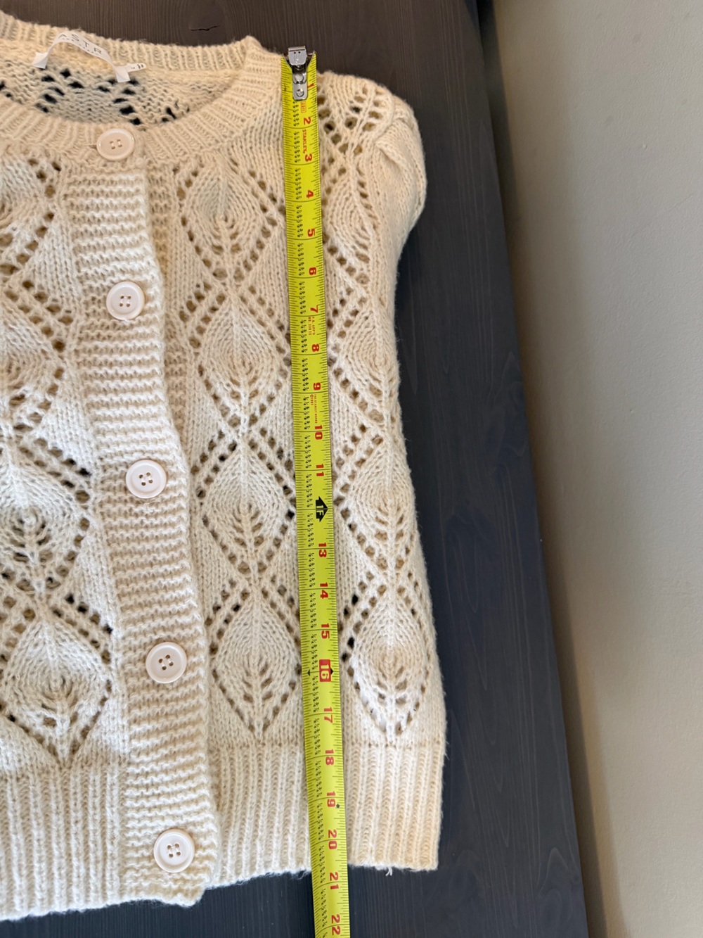 Astr Cream Openwork Knit Button-Front Cardigan - Picture 7 of 7
